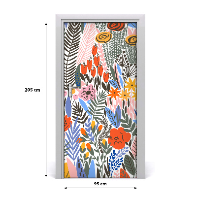 Self-adhesive door veneer Tropical flowers