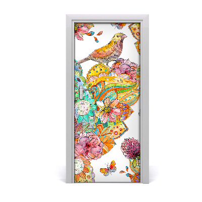 Self-adhesive door sticker Butterflies flowers