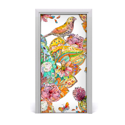 Self-adhesive door sticker Butterflies flowers