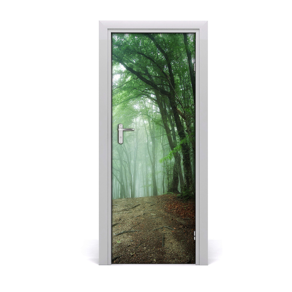 Self-adhesive door sticker Fog in the forest