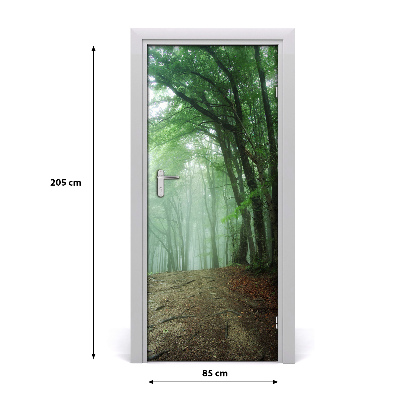 Self-adhesive door sticker Fog in the forest