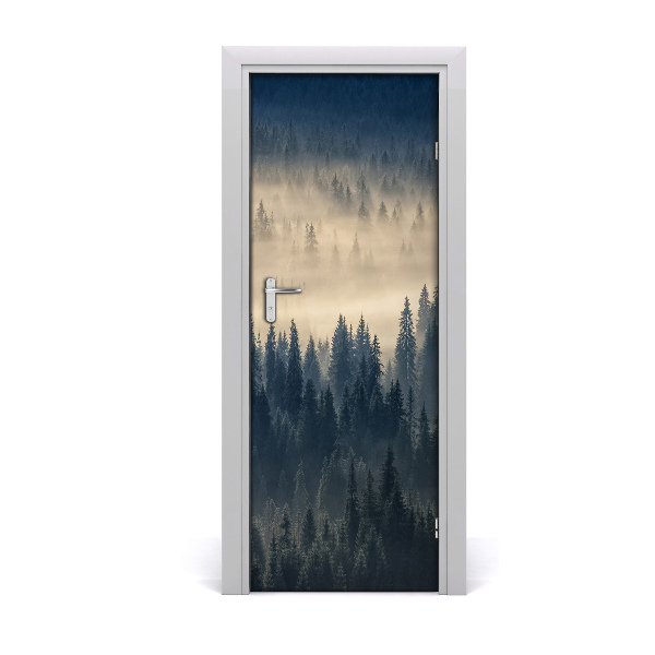 Self-adhesive door sticker Fog over the forest