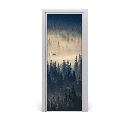 Self-adhesive door sticker Fog over the forest