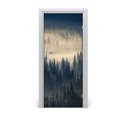 Self-adhesive door sticker Fog over the forest