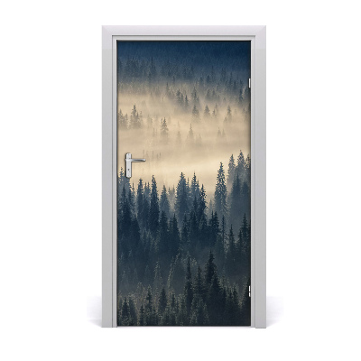 Self-adhesive door sticker Fog over the forest