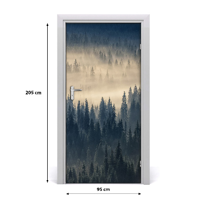 Self-adhesive door sticker Fog over the forest