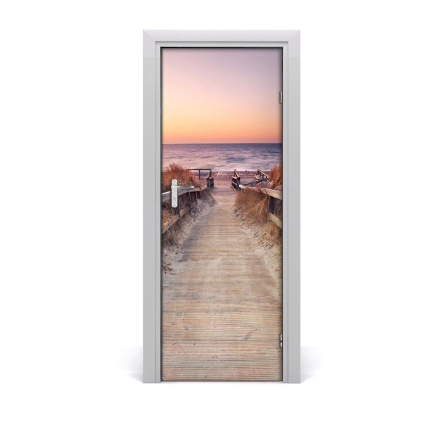 Self-adhesive door sticker Path to the beach