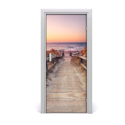 Self-adhesive door sticker Path to the beach