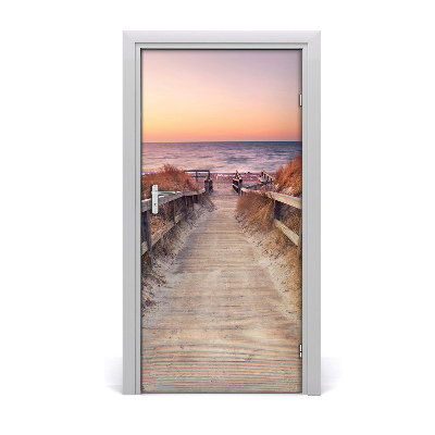 Self-adhesive door sticker Path to the beach