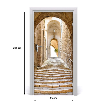 Self-adhesive door wallpaper Narrow streets