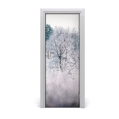 Self-adhesive door sticker Winter forest