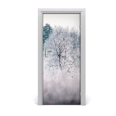 Self-adhesive door sticker Winter forest