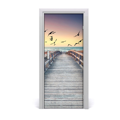 Self-adhesive door sticker Path to the beach