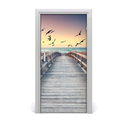 Self-adhesive door sticker Path to the beach