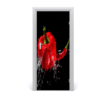 Self-adhesive door sticker Two peppers