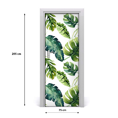 Self-adhesive door veneer Tropical leaves