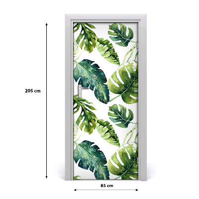 Self-adhesive door veneer Tropical leaves