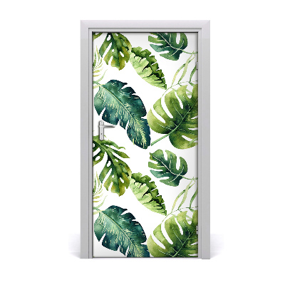 Self-adhesive door veneer Tropical leaves