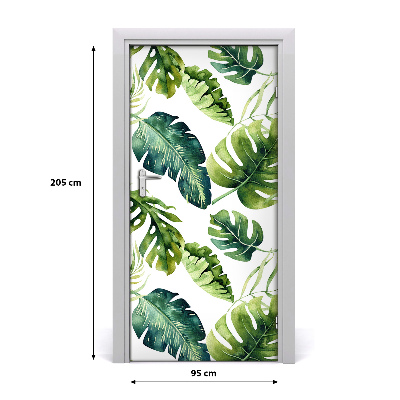 Self-adhesive door veneer Tropical leaves