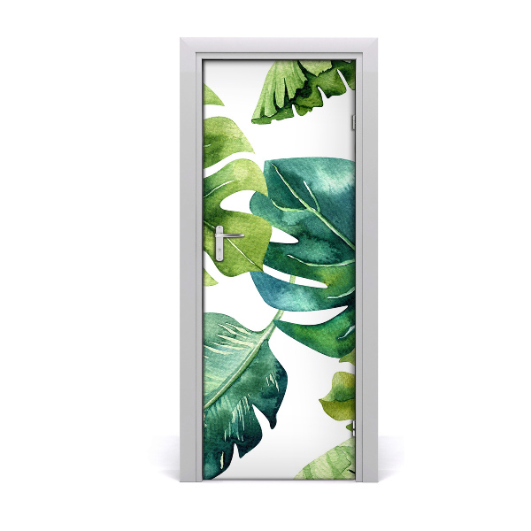 Self-adhesive door veneer Tropical leaves