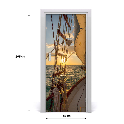 Self-adhesive door wallpaper Yacht on the sea