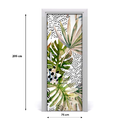 Self-adhesive door veneer Tropical leaves