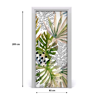 Self-adhesive door veneer Tropical leaves