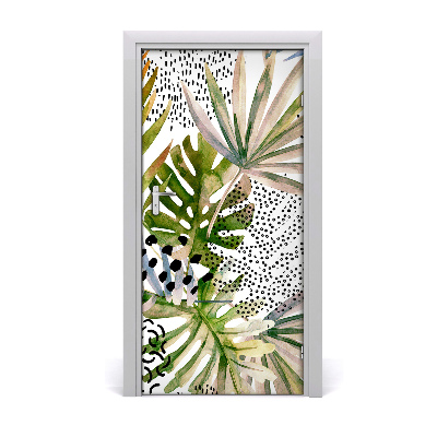 Self-adhesive door veneer Tropical leaves