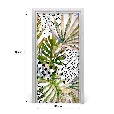 Self-adhesive door veneer Tropical leaves