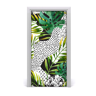 Self-adhesive door veneer Tropical leaves