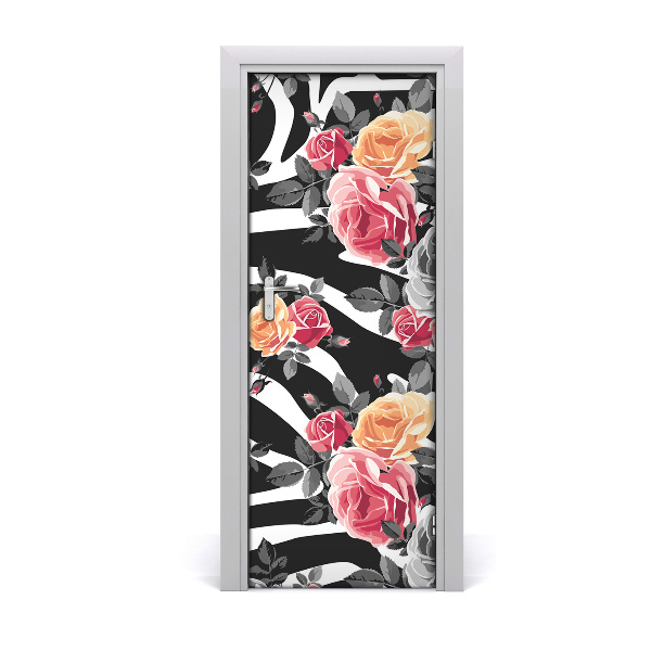 Self-adhesive door veneer Roses zebra