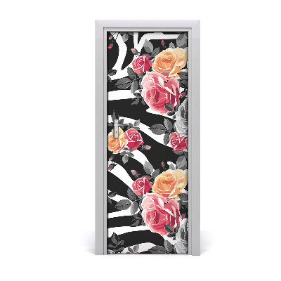 Self-adhesive door veneer Roses zebra