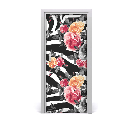 Self-adhesive door veneer Roses zebra