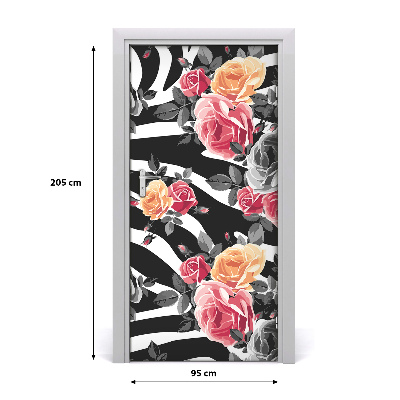 Self-adhesive door veneer Roses zebra