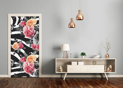 Self-adhesive door veneer Roses zebra