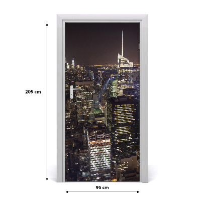 Self-adhesive door wallpaper New york by night