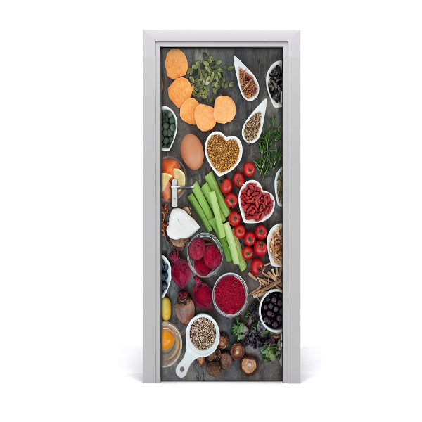 Self-adhesive door sticker Healthy food