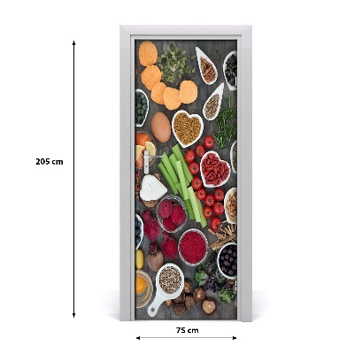 Self-adhesive door sticker Healthy food