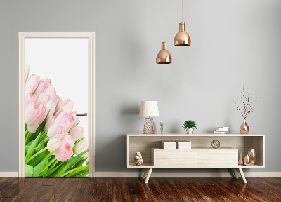Self-adhesive door veneer Pink tulips