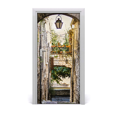 Self-adhesive door wallpaper Old town