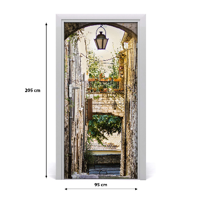 Self-adhesive door wallpaper Old town