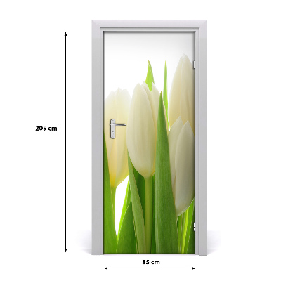 Self-adhesive door veneer White tulips