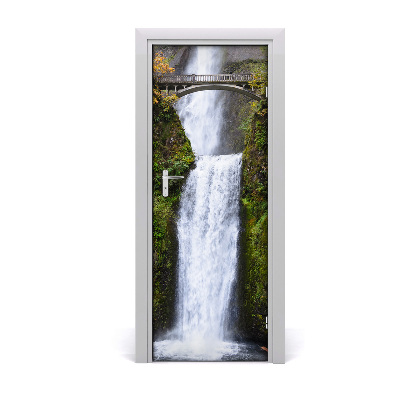 Self-adhesive door wallpaper Waterfall bridge