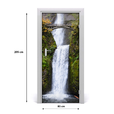 Self-adhesive door wallpaper Waterfall bridge