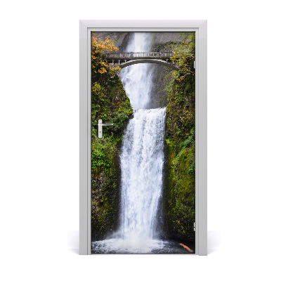 Self-adhesive door wallpaper Waterfall bridge