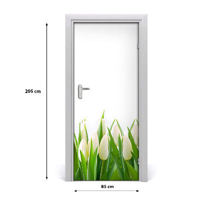 Self-adhesive door veneer White tulips