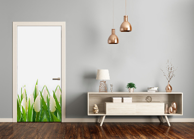 Self-adhesive door veneer White tulips