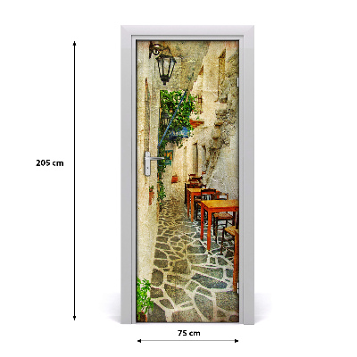 Self-adhesive door wallpaper Greek taverns