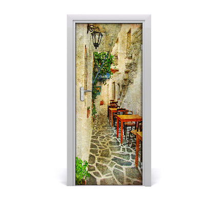 Self-adhesive door wallpaper Greek taverns