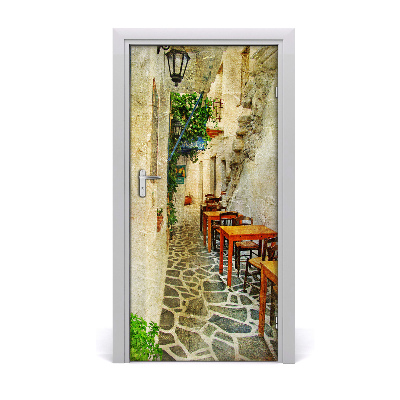 Self-adhesive door wallpaper Greek taverns